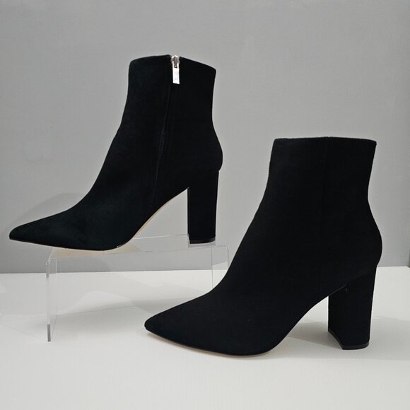 Marc Fisher Ulani Ankle Bootie Womens 10 Black Suede Block Heel Pointed Toe - Picture 2 of 15